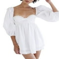 thumbnail image 3 of Femmes Été Casual Mini Robe Couleur Unie Coupe Basse Robe de Mode, 3 of 9