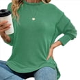 thumbnail image 2 of Sudaderas Holgadas de Larga para Mujer, de Canalé, con Abertura Lateral y Dobladillo Alto y Bajo, para Otoño Verde L, 2 of 7