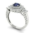thumbnail image 2 of Halo Engagement Ring for Women - 1.4ct Simulated Blue Sapphire in 14K White Gold Promise Ring, 2 of 6
