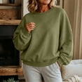 thumbnail image 5 of Luvrsol Crewneck Sweatshirts Women Oversized Long Sleeve Drop Shoulder Pullover Casual Loose Solid Tops, Army Green S-2XL, 5 of 6