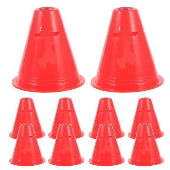 BESTSKY Windproof Sports Cones for Training Drills and Obstacle Courses 10 Pcs Bright Red PE Cones