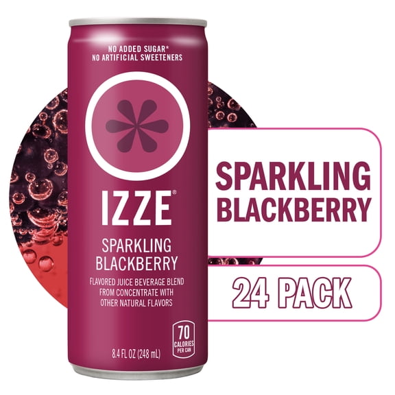 IZZE Sparkling Juice Beverage Blend, Blackberry, No Sugar Added, 8.4 FL OZ, 24 Cans