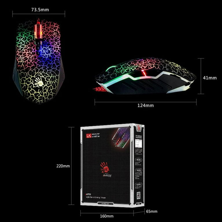 Bloody A70 4000DPI USB Optical Gaming Mouse color of the glare of the wired  mouse, PUBG, CSGO, LOL Mouse 