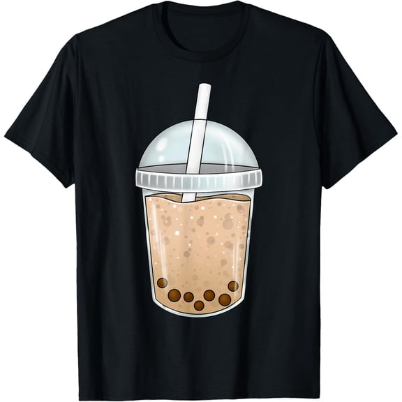 Exquisite and comfortable-Huge Bubble Tea Graphic Design Milk Chocolate Boba Tea Drink T-Shirt