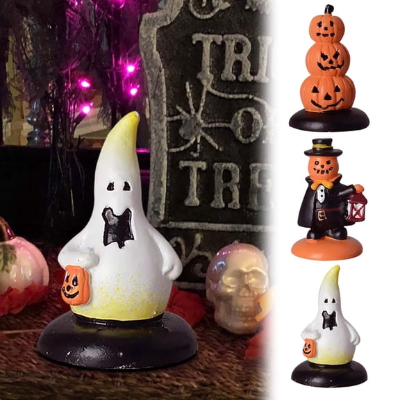 sruoe Halloween Ornaments, Halloween Pumpkin Ghost Doll Small Ornament Decoration Ornament Halloween DIY Accessories, Indoor Halloween Decorations for Party Home Decoration