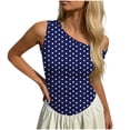 thumbnail image 6 of VEKDONE Off Shoulder Tunic Tops for Women Cute Sleeveless Polka Dot Shirts Sexy Ruched Going Out Tank Top Casual Stretch Slim Fit Y2K Tank Tops Blue L, 6 of 6