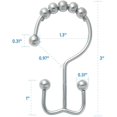 thumbnail image 2 of Shower Curtain Rings, Rust-Resistant Metal Double Shower Hooks for Curtain Rolling Shower Curtain Hooks Rings Shower Rings for Bathroom Shower Curtain Rod , Nickel, Set of 12 Rings, 2 of 7