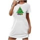 thumbnail image 2 of Camisón corto navideño para mujer, talla grande, cuello redondo, manga corta, estampado en el pecho, vestido de noche para mujer, 2 of 3