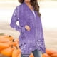 thumbnail image 3 of ICHUANYI Clearance Women's Long Sleeve Fashion Casual Print Cardigan Blouse Cardigan Coat(Purple, L) ICHUANYI WER2023081207272, 3 of 5
