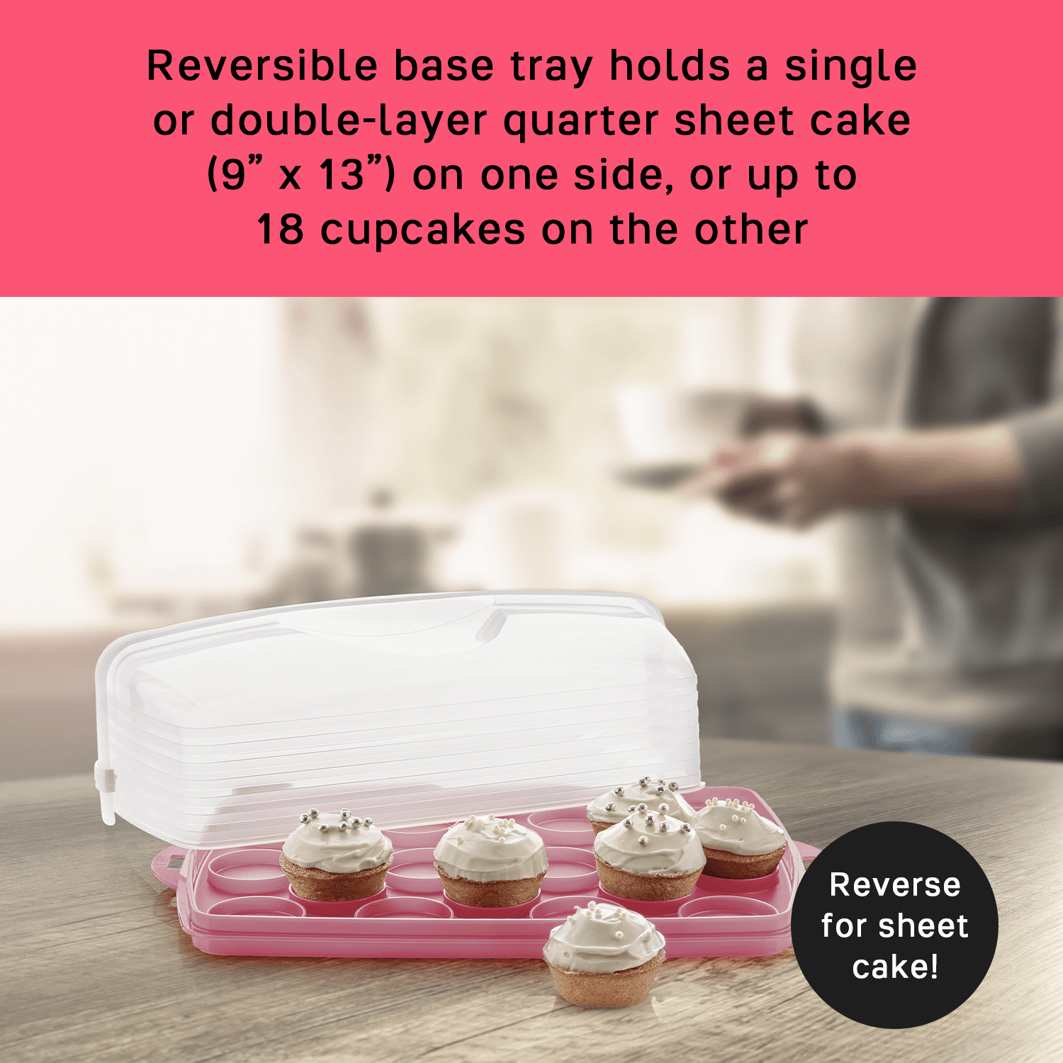 Tupperware 9'' x 13'' Plastic Rectangular Cake and Cupcake Carrier