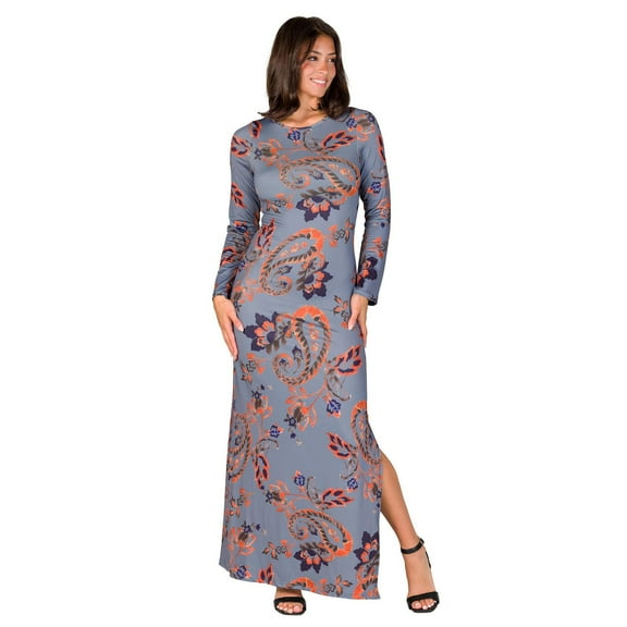 Womens Paisley Side Slit Maxi Dress