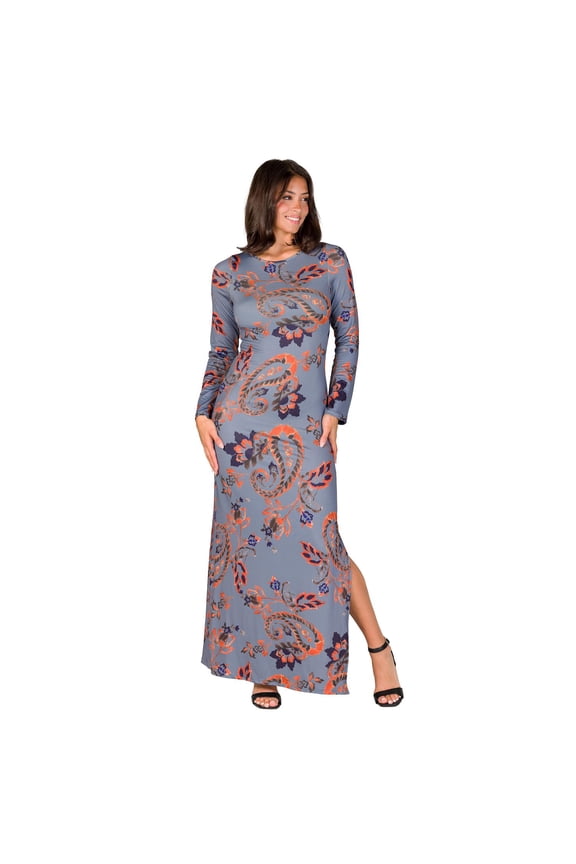 Womens Paisley Side Slit Maxi Dress