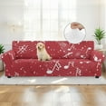 thumbnail image 4 of XYZCANDO Red Musical Note Stretch Sofa Slipcover 1 Piece Beach Tropical Couch Cover, 4 Seater Soft Elastic Bottom Sofa Slipcover for Living Room, 4 of 6