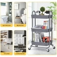 thumbnail image 6 of KK KINGRACK' 3 Tier Metal  Utility Carts with Wheels, Rolling Cart, Storage Organizer Trolley Cart, Gray, 6 of 8
