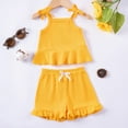 thumbnail image 4 of Godom Girls Outfit Short Cotton Ruffle Sleeve Tops Tees Shorts Clothing Set Two Piece Suit, 4 of 7