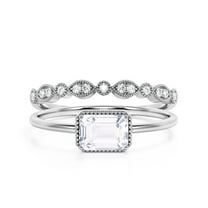 Minimalist 1.50 Carat Emerald Cut Diamond Moissanite Engagement Ring, Wedding Ring in 925 Sterling Silver With 18k White Gold Plating, Gift For Her, Promise Ring, Anniversary Ring, Bridal Rings Set