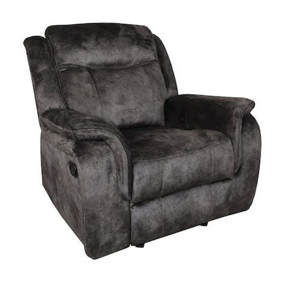 New Classic Furniture Park City Polyester Fabric Glider Recliner in Slate