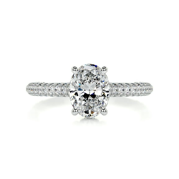 Dash Jewelry Gorgeous 2.1 Ct Round Cut Moissanite Hidden Halo Engagement Ring - 14K White Gold Plated Design - Stunning Women's Ring for Proposal ,Anniversaries and Special Occasions