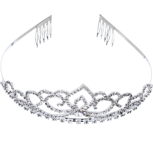 Flash Diamond Crown Tocado de novia Accesorios de moda Tocado Diadema de corona casada (Plata)