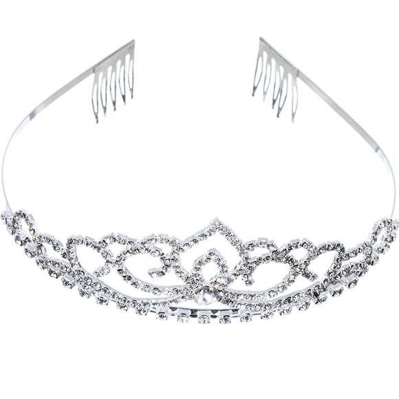 Flash Diamond Crown Tocado de novia Accesorios de moda Tocado Diadema de corona casada (Plata)