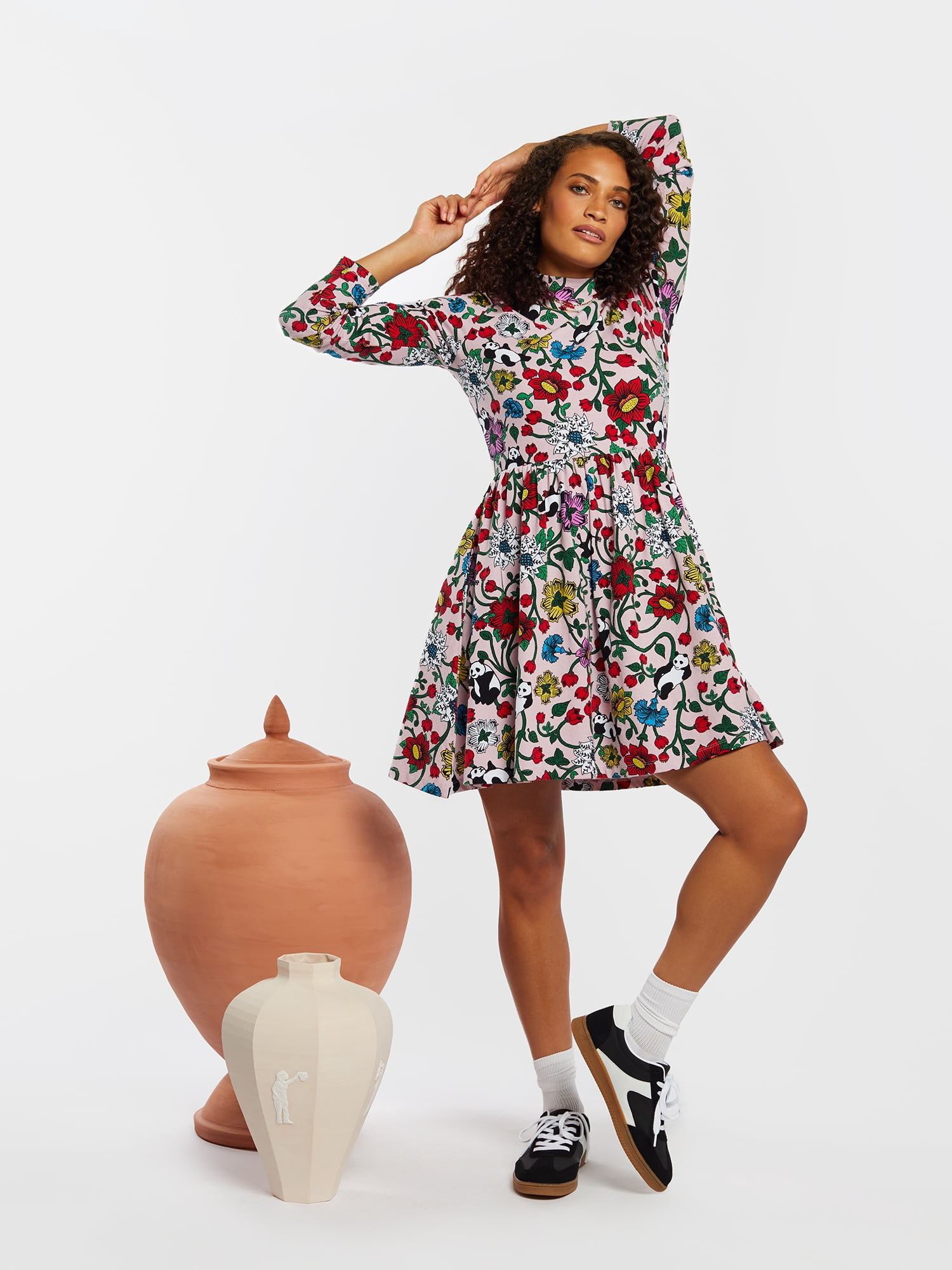 Roberto Lugo Women’s Morris Study II Panda Print Dress, Sizes S-2XL
