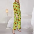 thumbnail image 3 of Goofa Sunflower Leaves Printed Women’s 2 Piece Pajama Set Super,Pajamas Women's Long Sleeve Sleepwear Soft Button Down Loungewear Pjs Lounge Set Nightwear-Medium, 3 of 9