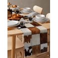 thumbnail image 3 of Table Runner 90 Inch Long - Rustic Cow Animal FurDecorative Table Scarf,Farmhouse Leather Brown WhiteDining Table Runners for Wedding Party Kitchen Dining Tables, 3 of 7