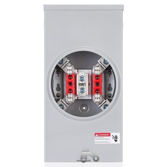 Briidea 200 Amp Meter Socket with 4 Jaw, 600V 1 Phase 3 Wire Ringless Type, with Horn Bypass, Suitable for Overhead/Underground Feed