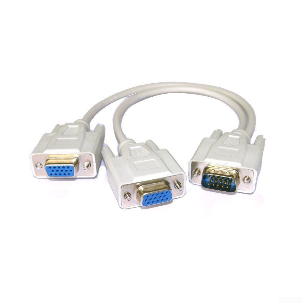 VGA SVGA Monitor Male to 2 Dual Female Y Adapter Splitter Cable 15 1I R4P RF 