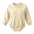 thumbnail image 2 of Kezqiaxn Newborn Onesies Crew Neck Long Sleeve Bodysuit Solid Color Cotton Rompers Fall Winter Baby Clothes 0-24Months, 2 of 7