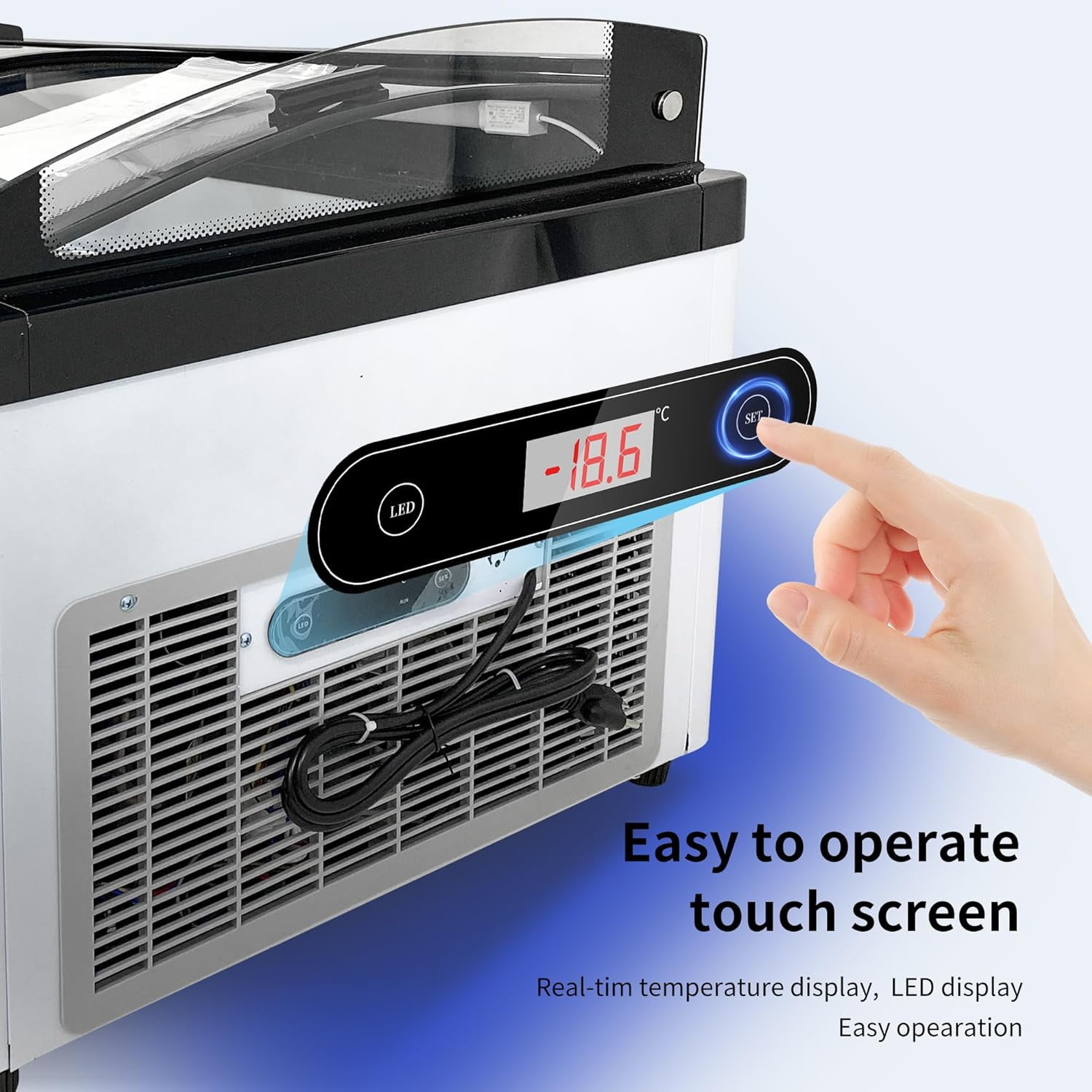 Mvckyi Commercial Ice Cream Dipping Cabinet Display Case, Glass Top Ice Cream Display Freezer, 6 Large Pans, Gelato Freezer Display Case, 6.4 Cu. Ft. for Bar, Restaurant
