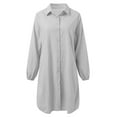 thumbnail image 4 of HJYCHN Elegant Women Casual Loose Fit Long Shirt Maxi Dress Comfortable Flowy Everyday Wear Versatile Stylish Outfits Grey L, 4 of 4