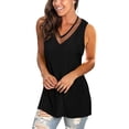 thumbnail image 4 of Pompotops Women's Fashion Sexy Solid Color V-Neck Splicing Ruffles Short Sleeve Tops, 4 of 8