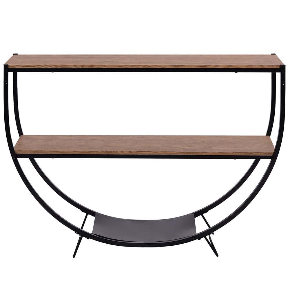 Lowestbest Rustic Industrial Design Console Table, Demilune Shape Textured (Brown) Lowestbest Rustic Industrial Design Console Table, Demilune Shape Textured (Brown)