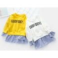 thumbnail image 3 of stylesilove Little Girls Stylish Ripped Sweatshirts With Splice Hem (100/3-4 Years, Yellow), 3 of 4
