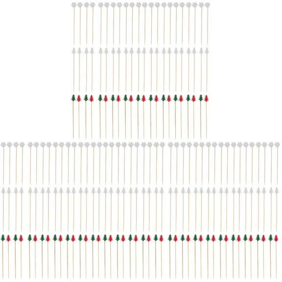 BERTDOMD 300 Pcs Christmas Tree Snowflake Shape Fruit Picks Disposable Bamboo Cocktail Sticks