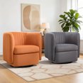 thumbnail image 2 of Bonzy Home Two-Tone 360° Swivel Accent Chair, Modern Upholstered Barrel Chair with Contrast Color, Comfy Swivel Armchair for Living Room Bedroom, Orange/Gray, 2 of 8