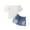 White, variant on Mercatoo Little Girl Denim Outfit Toddler Bubble Short Sleeve Tops Summer Ripped Jeans Shorts Set Baby Girls Clothes
