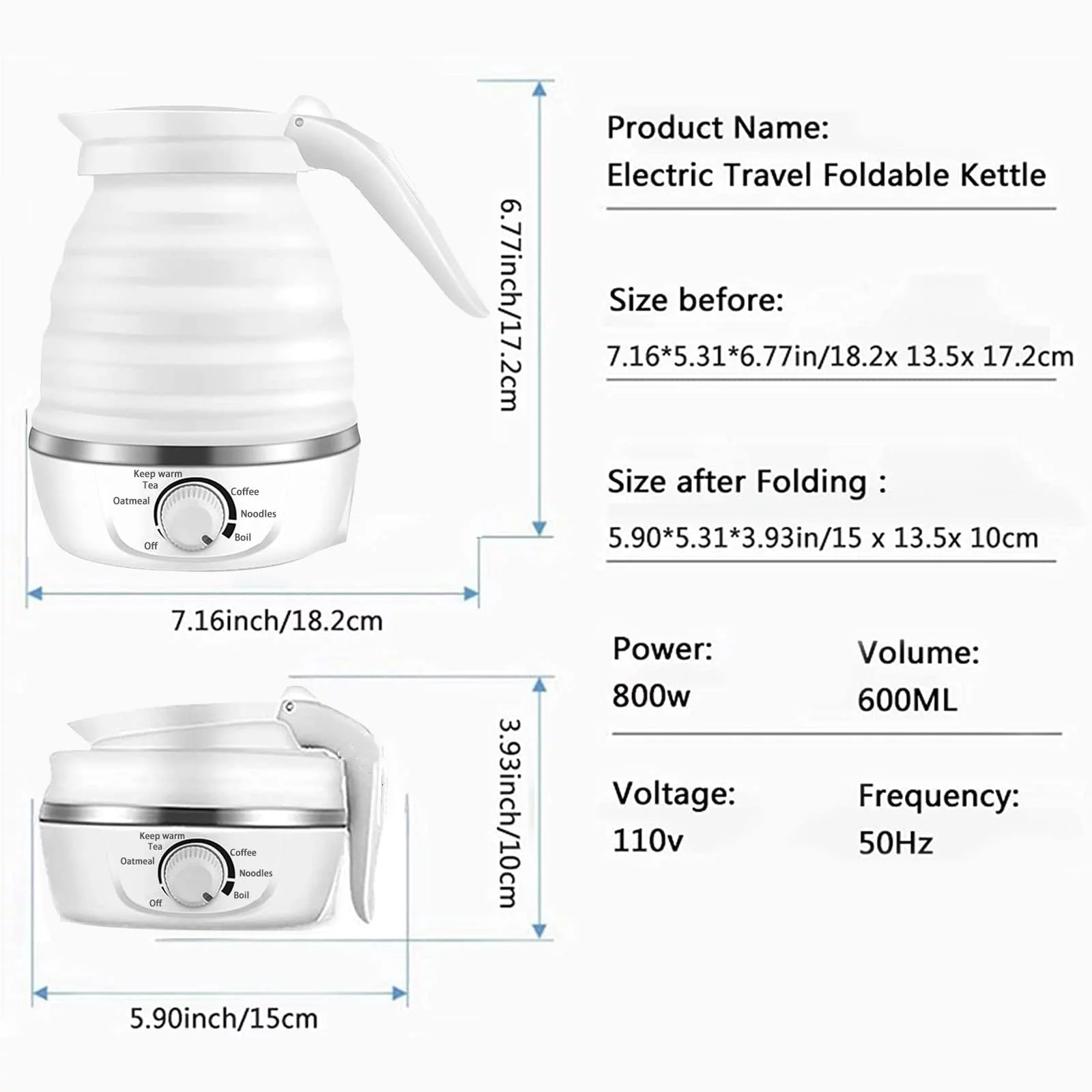 600ML Mini Electric Kettle Portable Fast Boiling Kettle Pot Machine Hot  Drinking Machine Kettle Home Appliances 220V