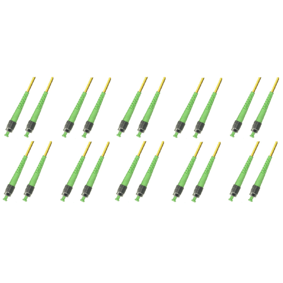 Ultra Spec 1M Singlemode Simplex Fiber Optic Cable (9/125) - FC/APC to FC/APC with Firm Strain Relief Boots - 10 Pack