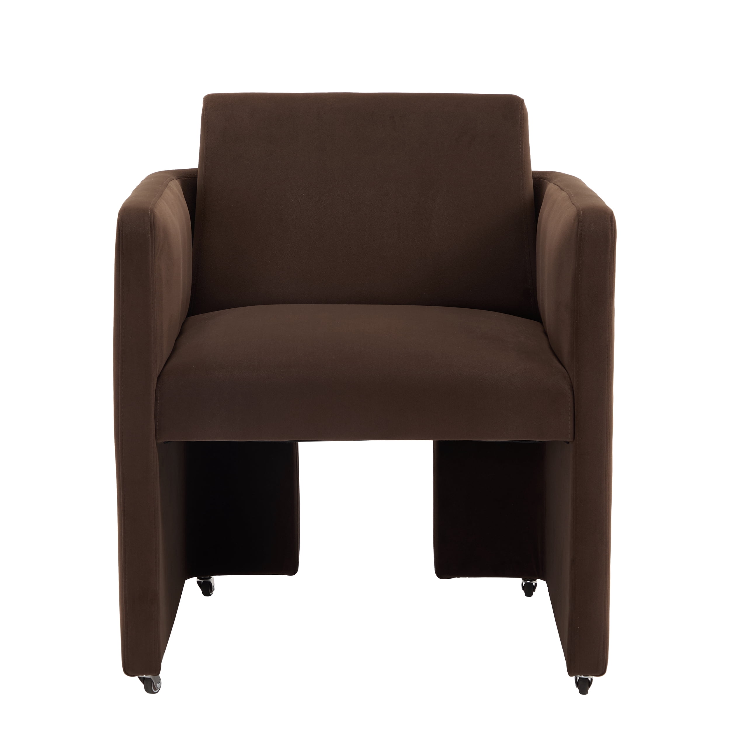 Barrel Dining Chair with Velvet Fabric and Arms, Upholstered Accent Chair and Side Seating for Living Room Home Office Reception, Velvet Chocolate