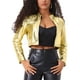 thumbnail image 1 of Chaquetas cortas para mujeres INSPIRE CHIC con cuello de pie, cremallera metálica, mangas largas, chaqueta de fiesta L dorada, 1 of 6