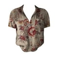 thumbnail image 4 of Shirts For Women Women Cotton Shirt Printed Fashion Down Shirts Casual Tops Short Sleeve Blouse Womens Tops, 4 of 4