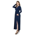 thumbnail image 3 of 24seven Comfort Apparel Womens Long Sleeve V Neck Side Slit Maxi Dress-R0066299-BLAC-1X, 3 of 4