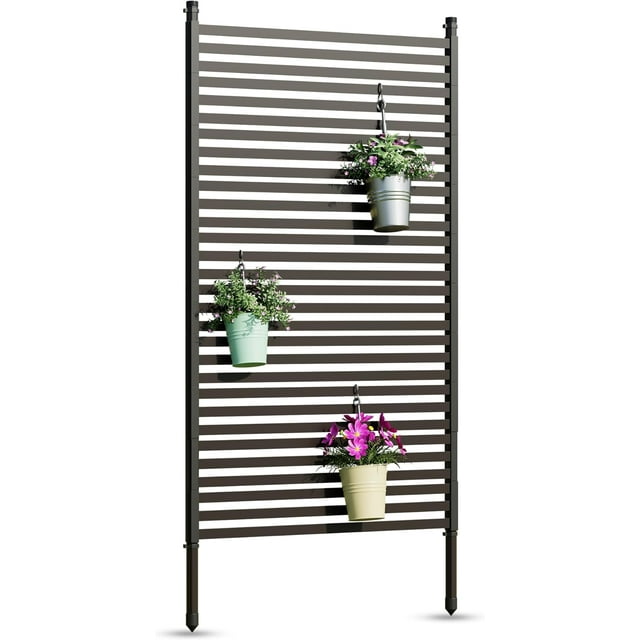 Ourlova 72"x36" Freestanding Metal Outdoor Privacy Screen, Heavy-Duty Rust-Resistant Decorative Patio Fence Panel with Weatherproof Design