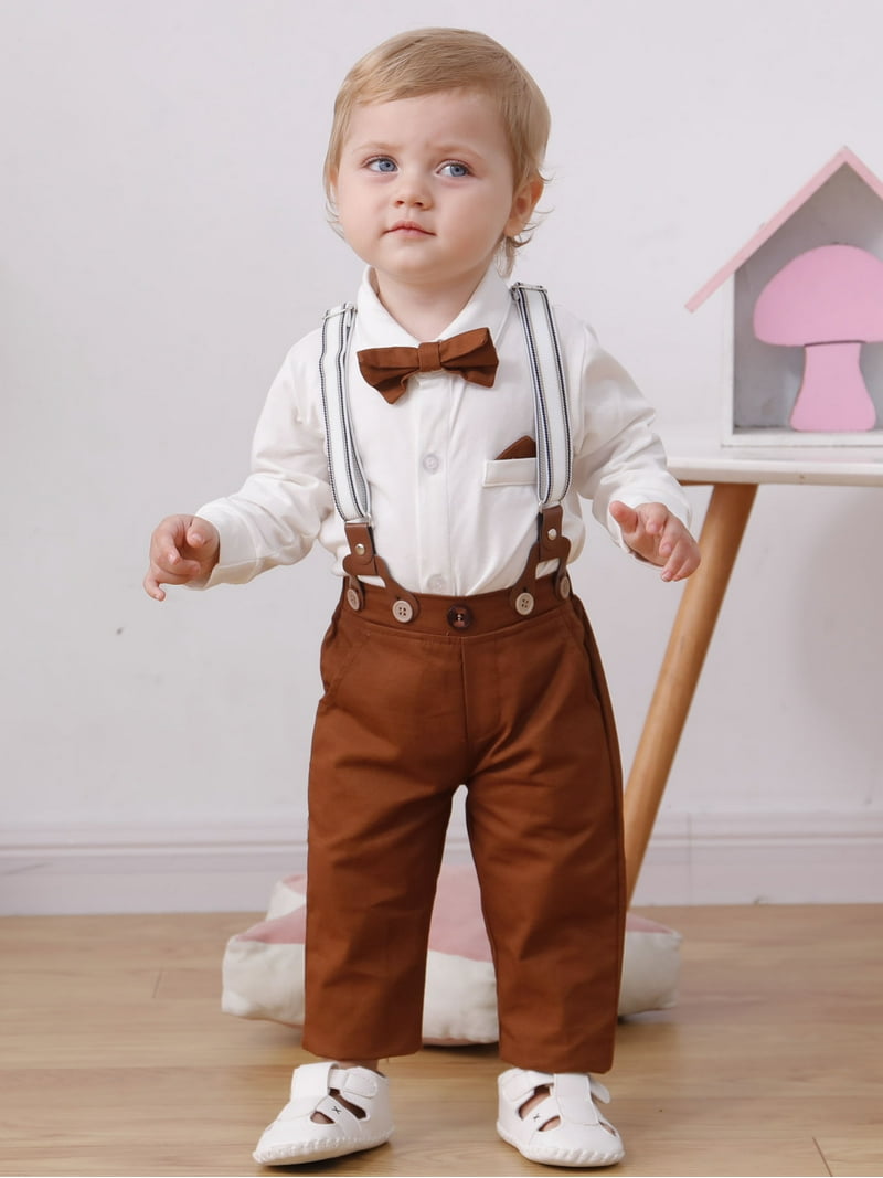 Baby Boy Clothes Suits Gentleman Outfit Dress Romper Beret Hat