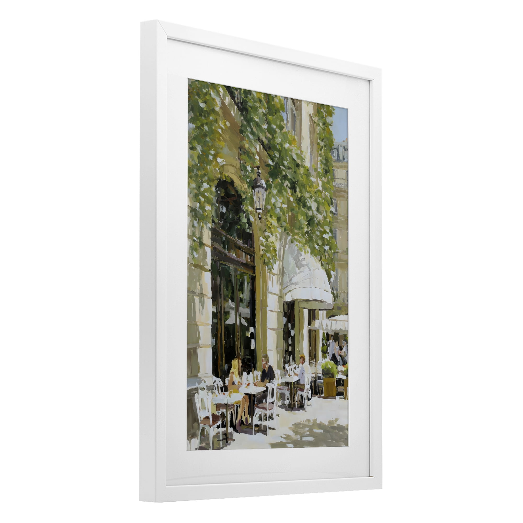 Stupell Industries Sunny Day Cafe Terrace White Framed Print Under Glass, design by Petal Prints Design