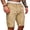 Khaki, variant on UTTOASFAY Mens Pants Fashion Man Solid Elastic Waist Mid Waist Loose Pockets Bandage Short Pants Khaki 10(XL)