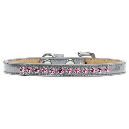 Crystal Collar - Bright Pink Crystal Size 10 Silver Puppy Ice Cream Collar