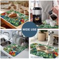thumbnail image 5 of Colored Parrot Dish Drying Mats for Kitchen Counter, Oil Painted Tropical Parrot Green Leaf Absorbent Coffee Bar Mat with Non-slip Rubber Backed Quick Drying Dish Rack Pad 12"x16", 5 of 9
